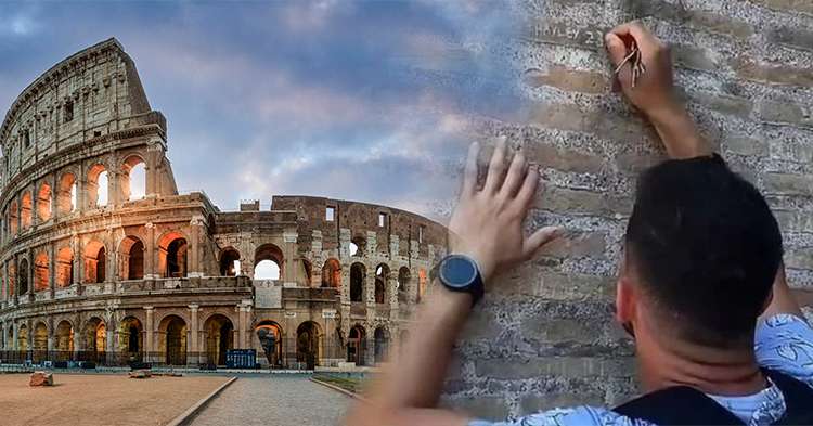  បុរស ឆ្លាក់ឈ្មោះគូស្នេហ៍លើប្រាសាទល្បីនៅអ៊ីតាលី Colosseum ដោះសាយ៉ាងហួសចិត្តប្រាប់អាជ្ញាធរ